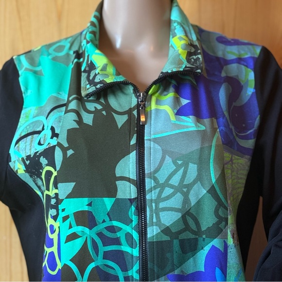 Art Simply by Dolcezza Zip Front Art to Wear Dress Size L Abstract Print - Picture 5 of 16